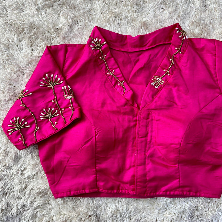 Fiyana Rani Pink Pista Silk Blouse