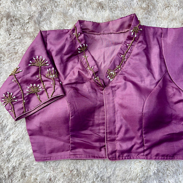 Fiyana Purple Pista Silk Blouse