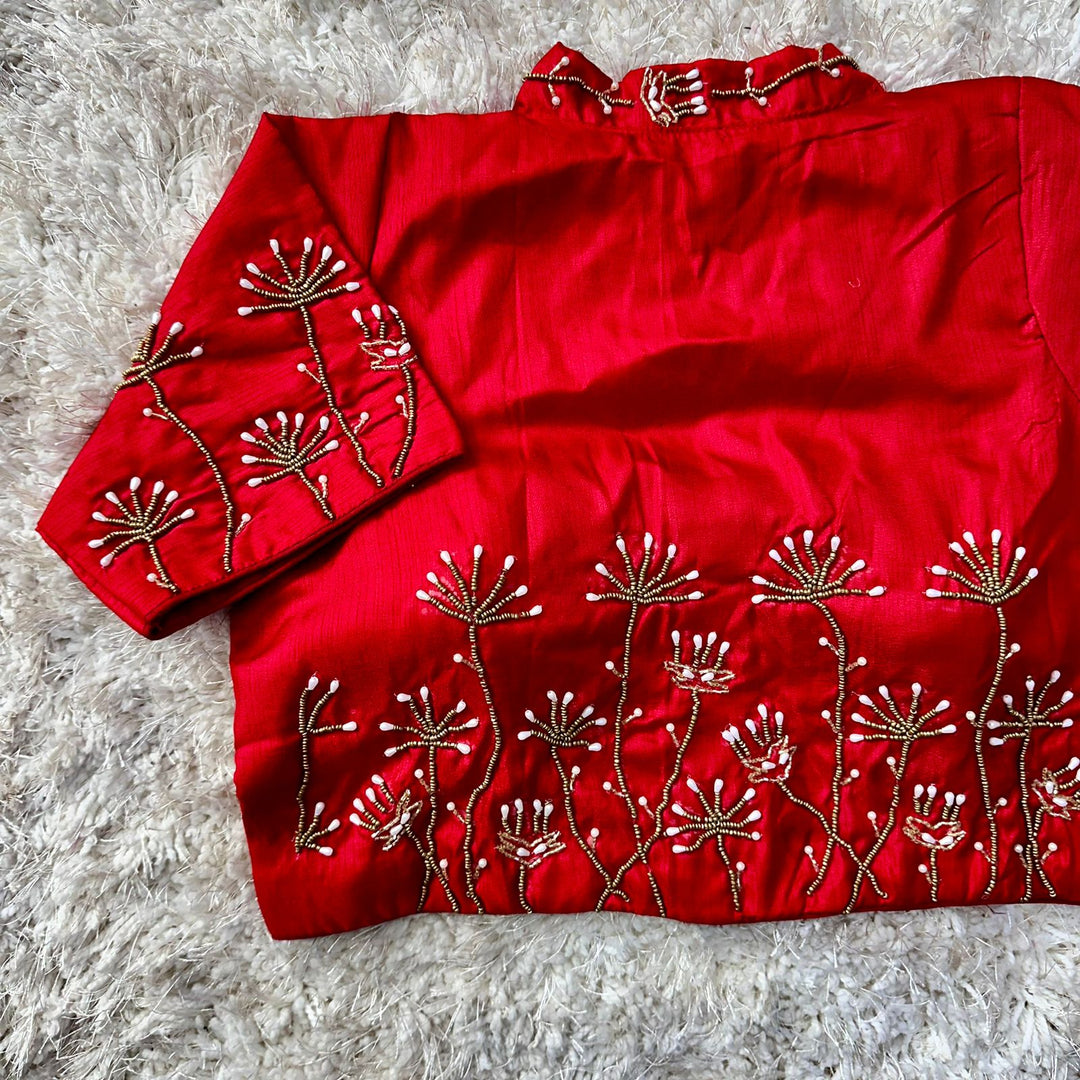 Fiyana Red Pista Silk Blouse