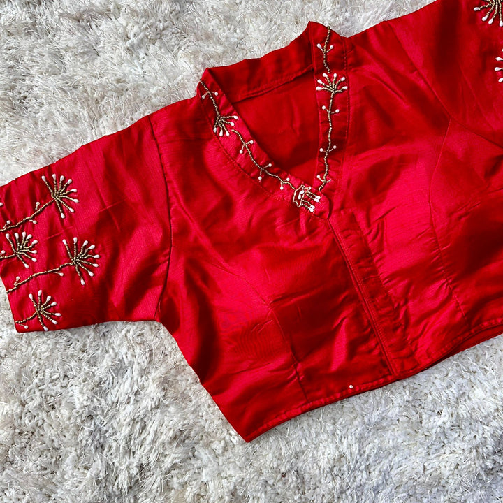 Fiyana Red Pista Silk Blouse